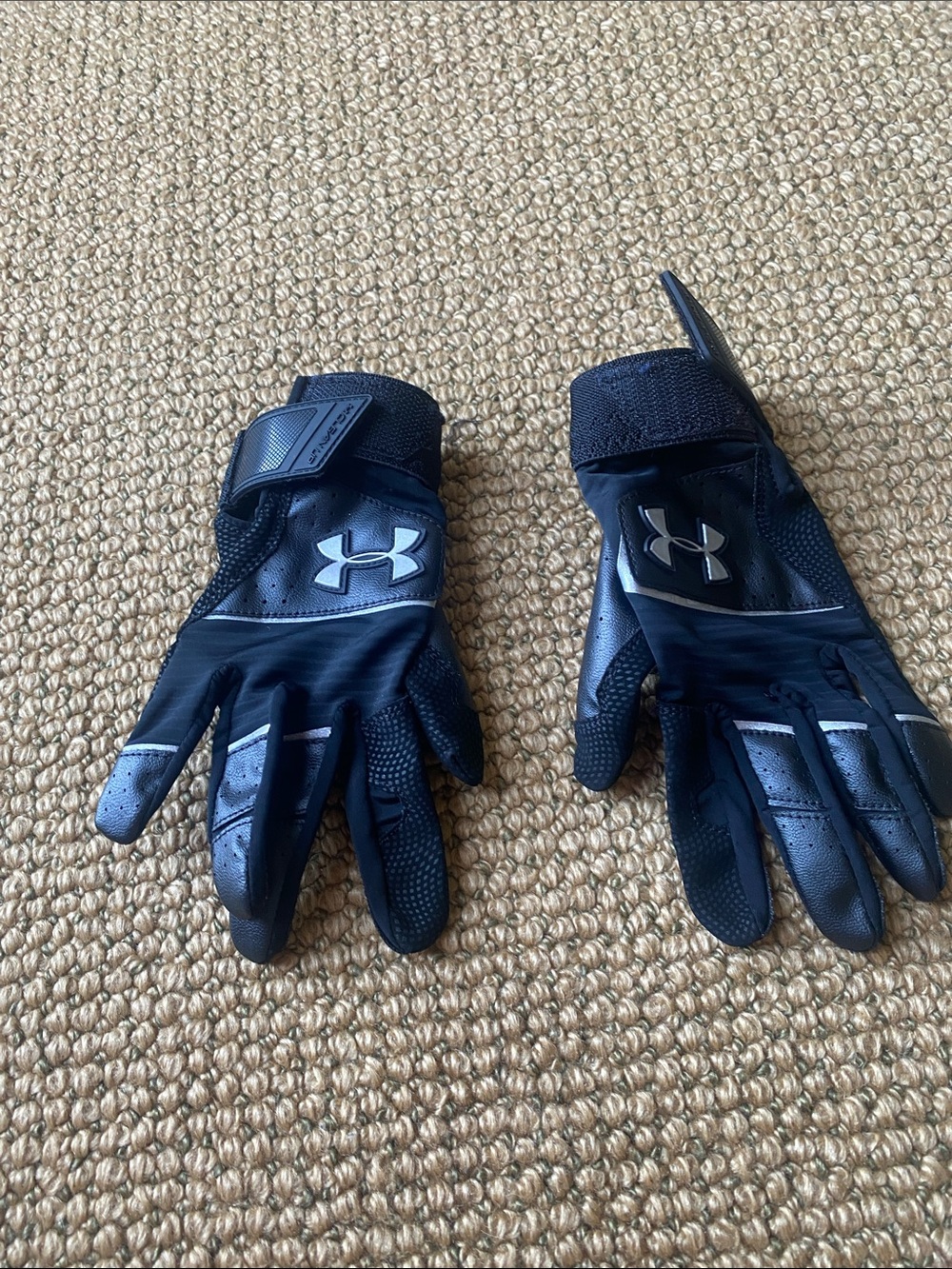 Under Armour Black batting Gloves with Silver Logo